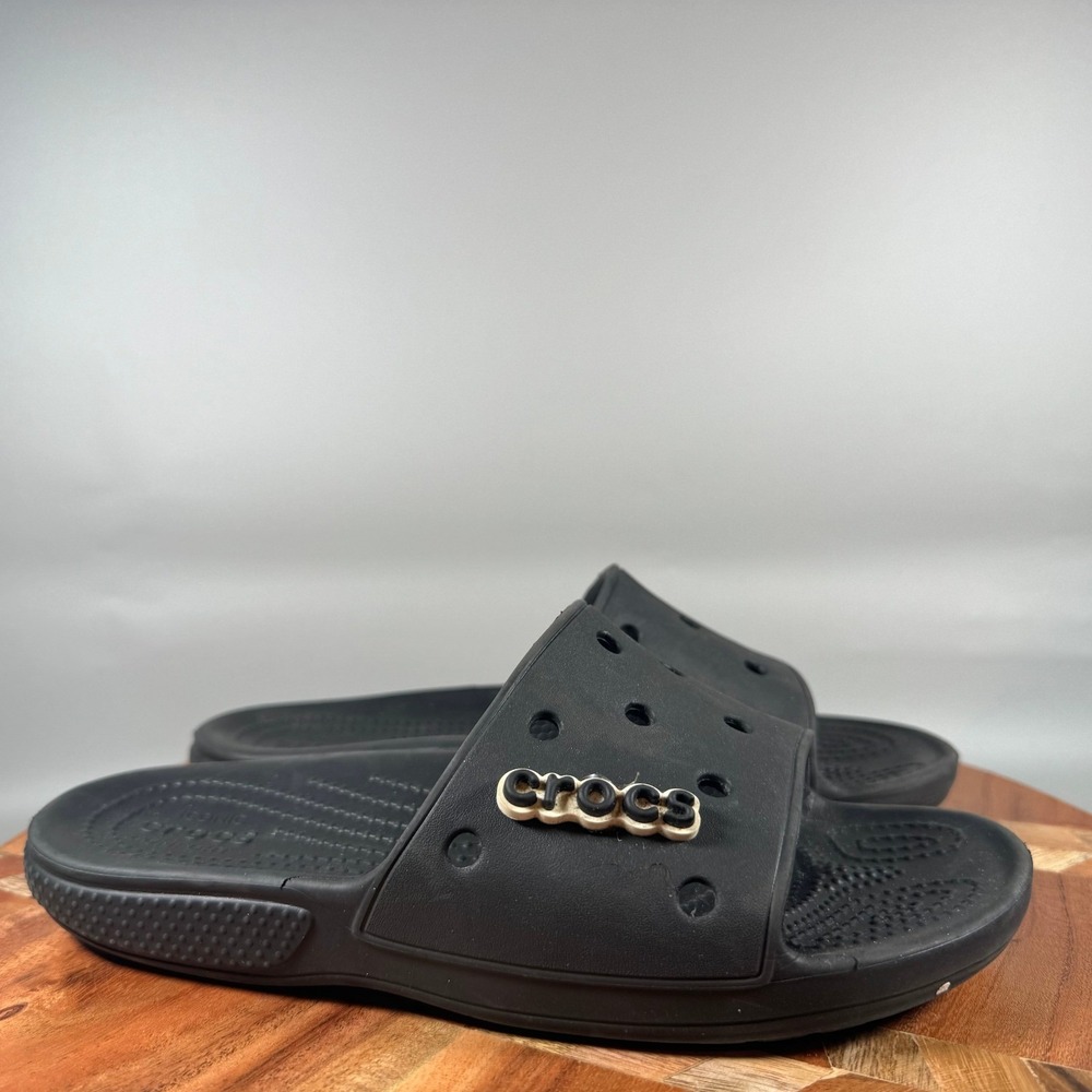 Crocs Classic Slide Black Womens 6 Mens 4 Sandals Lightweight Comfort Slip On‎